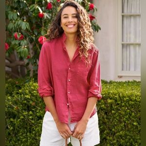 NWT Frank & Eileen - Eileen Relaxed Button Up - Washed Linen Hot Pink
